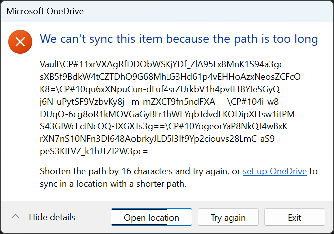 One Drive path too long
